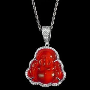 Red Buddha necklace 20 inch